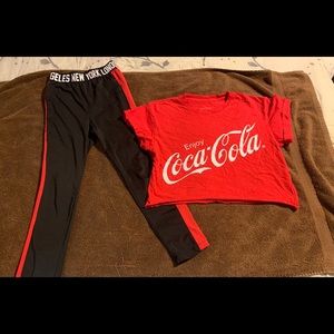 Women’s size S, cropped tee & matching leggings.